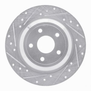 Ford Bronco Sport Brake Rotor (1) - Rear Left - R1 Concepts - Drilled & Slotted - Silver - `16-`25